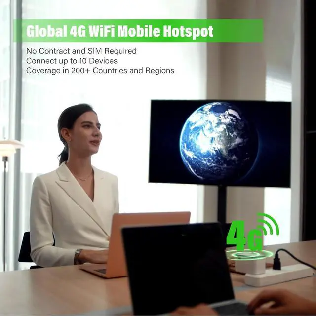 Alt view image 3 of 7 - RoamPlug Universal Travel Adapter with 4G WiFi Mobile Hotspot and US 1GB Data, All-in-One International Power Plug Adapter, 4 USB Ports and Max 70W Output for EU UK AUS
