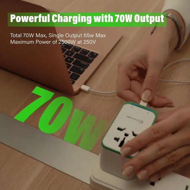Alt view image 6 of 7 - RoamPlug Universal Travel Adapter with 4G WiFi Mobile Hotspot and US 1GB Data, All-in-One International Power Plug Adapter, 4 USB Ports and Max 70W Output for EU UK AUS