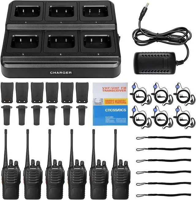 Alt view image 6 of 7 - walkie talkies for Adults Long Range with Upgraded Earpiece,radios walkie talkies Rechargeable Portable Two Way Radios with 6 Way Multi Gang Charger and Li-ion Battery (6 Pack)