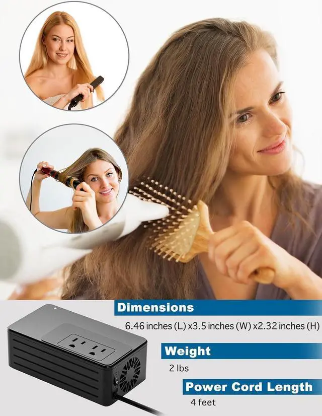 Alt view image 6 of 6 - Step Down Voltage Converter 220V to 110V for Powering Any American Appliances up to 1500W Overseas, Like Hair Dryer, Rice Cooker, Coffee Maker, Worldwide Plug Adapter US to EU, UK, AU, Asia