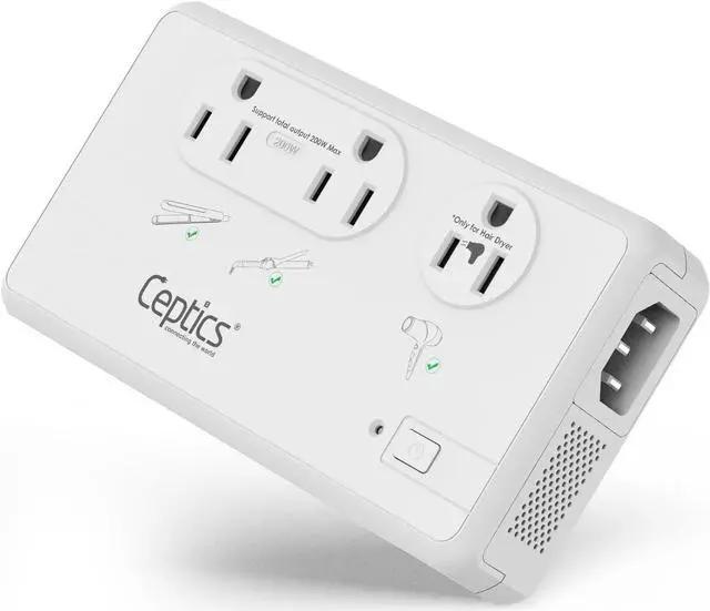 Alt view image 2 of 3 - Voltage Converter for Travel, 220V to 110V Converter w/Type C, E/F, G, I Plugs, 2000W Outlet for Hair Dryers, 4 USB w/ 1 USB-C PD 18W Fast Charge, for Curling Iron, Straightener, Chargers