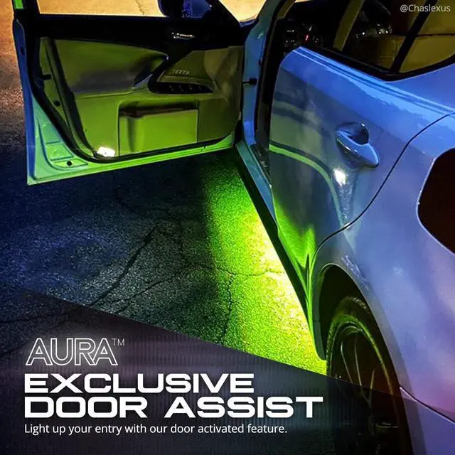 Alt view image 4 of 7 - OPT7 Aura Aluminum Underglow Lighting Kit w/Keyless Unlock Light, 4pcs Exterior Neon Accent LED Underbody Strip, Multicolor Modes, Waterproof, Soundsync, Door Assist, Remote Control, Car Truck RV
