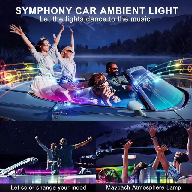Alt view image 7 of 7 - Acrylic Interior Car LED Strip Light with Wireless APP, RGB 22 in 1 with 175 inches 593 LEDs Fiber Optic Ambient Lighting Kits, 16 Million Colors Sound Active Function Car Neon Lights