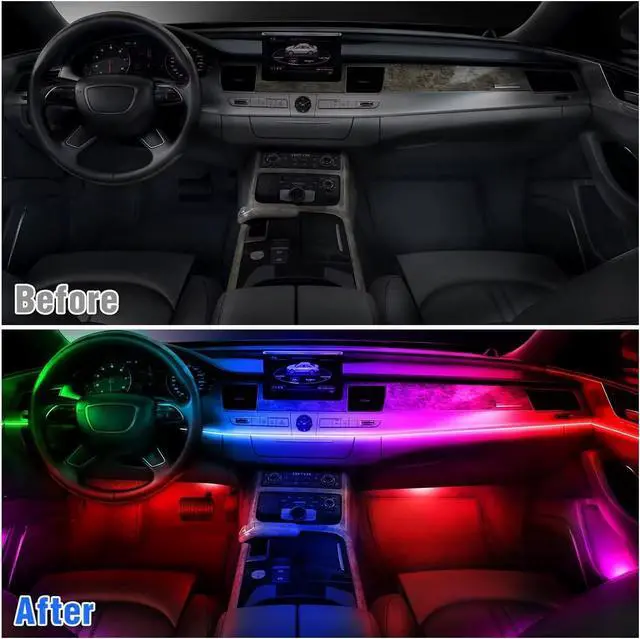 Alt view image 4 of 7 - Acrylic Interior Car Lights with Wireless APP/Remote/Button Control, 10 in 1 Dreamcolor USB Car Ambient Lighting Kit 16 Million Colors Neon Strip Accessories for Vehicle Truck Inside Decorations