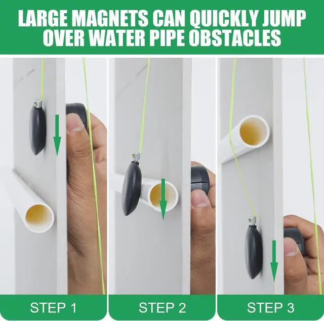 Alt view image 4 of 6 - Magnetic Wiremag Puller,Wire Puller Tool,Fish Tape Wire Pulling System,Wire Cable Wire Fishing Tools Coaxial Electrical Fish Tape Pull Push Kit Behind Indoor Home Office Outdoor Garden Walls