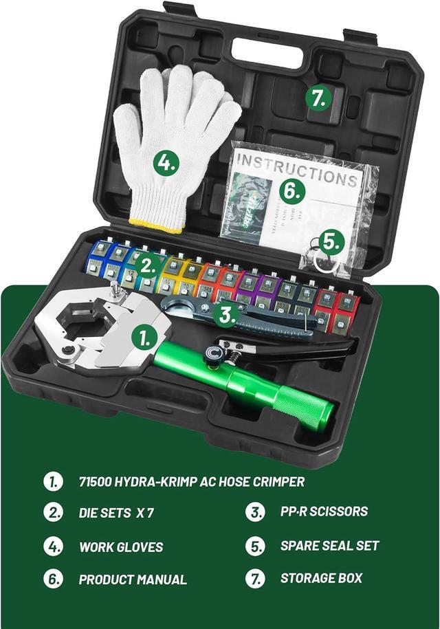 Alt view image 5 of 6 - Hydraulic AC Hose Crimper Manual A/C Hose Crimper Kit Air Conditioning Repaire Handheld Hydraulic Hose Crimping Tool for BH Air Conditioner Hose & Beadlock A/C Fittings