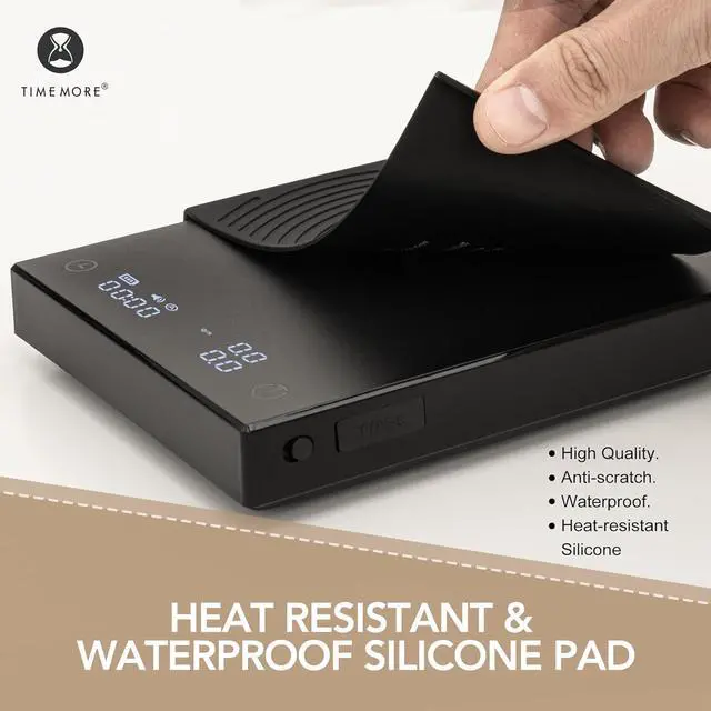 Alt view image 7 of 7 - Coffee Scale Basic 2.0 with Timer,Black Mirror Espresso Scale with Flow Rate Function, 2000g/0.1g High Accuracy, Digital Coffee Scale for Pour Over Drip Coffee, Black