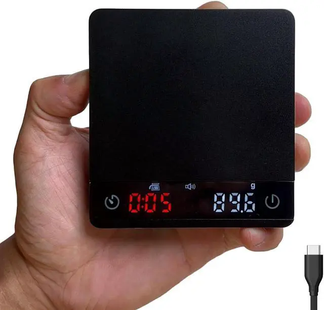 Main image of Coffee Scale with Timer, Espresso Scale with Auto Tare, Aluminum Body, Touch Sensor and Silicone Cover (Black)