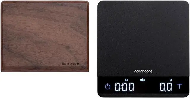 Alt view image 4 of 7 - Pocket Coffee Scale, Espresso Scale with Timer, Pour Over Drip Coffee Scale, 2000g/0.1g Barista Scale, Anodized Aluminum Body with Back-Lit LCD Display, American Walnut Wood Cover