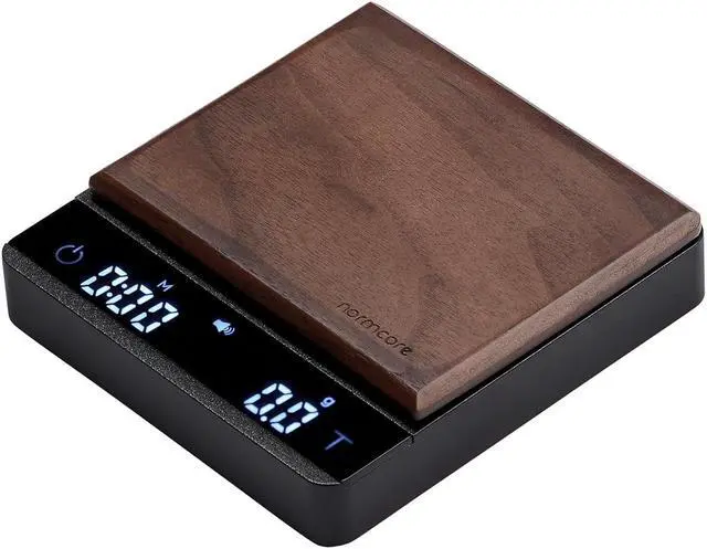 Alt view image 5 of 7 - Pocket Coffee Scale, Espresso Scale with Timer, Pour Over Drip Coffee Scale, 2000g/0.1g Barista Scale, Anodized Aluminum Body with Back-Lit LCD Display, American Walnut Wood Cover