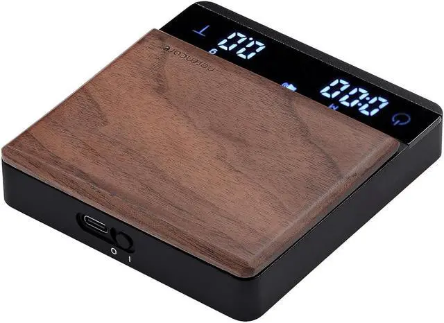 Alt view image 7 of 7 - Pocket Coffee Scale, Espresso Scale with Timer, Pour Over Drip Coffee Scale, 2000g/0.1g Barista Scale, Anodized Aluminum Body with Back-Lit LCD Display, American Walnut Wood Cover
