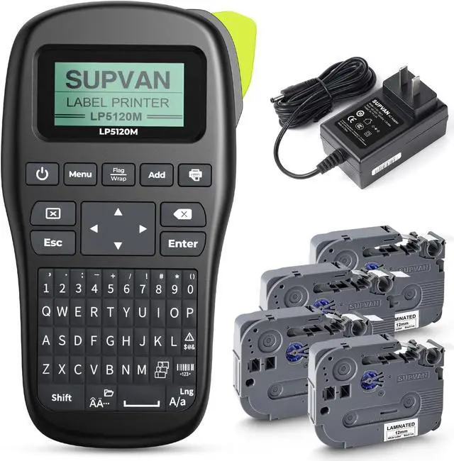 Main image of LP5120M Label Maker Machine Bundle (4 Tapes Included) with Keyboard & AC Adapter, Waterproof Thermal Transfer Label Printer with Ik+ Icons for Garage, Home, Office Organization