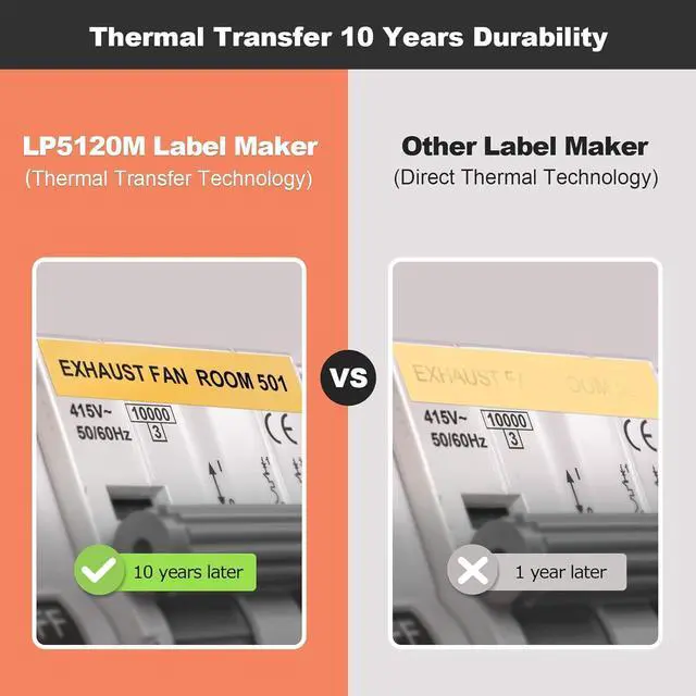 Alt view image 4 of 7 - LP5120M Label Maker Machine Bundle (4 Tapes Included) with Keyboard & AC Adapter, Waterproof Thermal Transfer Label Printer with Ik+ Icons for Garage, Home, Office Organization