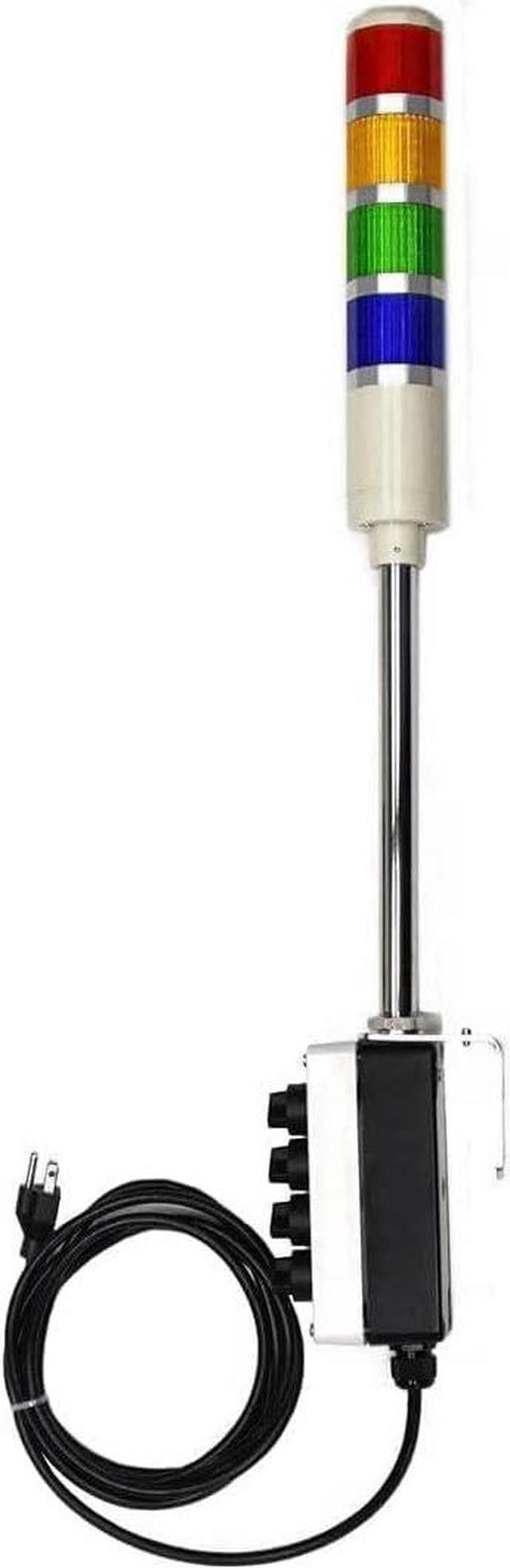 Alt view image 2 of 7 - 4 Stack Super Bright LED Andon Tower Light, Off-Steady, Red/Amber/Green/Blue, 8 ft Industrial Power Cord, Plug & Play Ready, 3 Prong Plug Meets OHSA Standard * Made in USA *