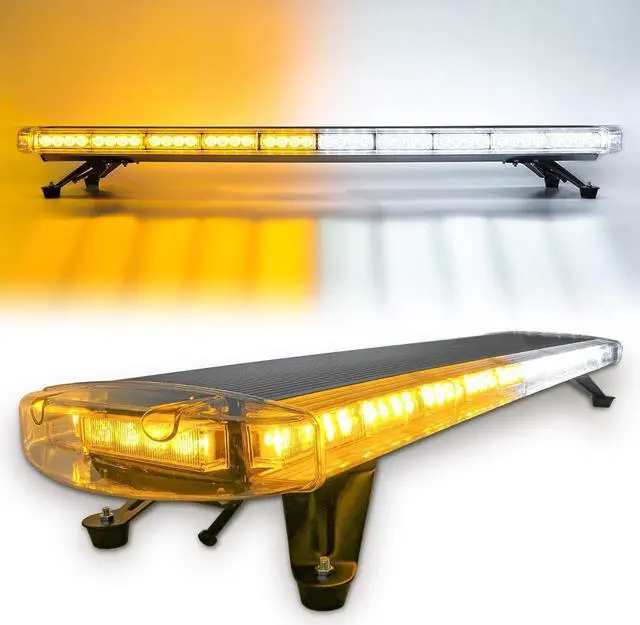 Main image of 88 Amber White LED Extreme Bright Intensity Construction Emergency Warning Beacon Strobe Light Bar Rooftop Low Profile Law Enforcement Hazard Flashing for Tow Work Truck Vehicle Universal