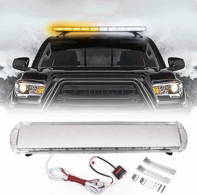 Alt view image 3 of 6 - 88 Amber White LED Extreme Bright Intensity Construction Emergency Warning Beacon Strobe Light Bar Rooftop Low Profile Law Enforcement Hazard Flashing for Tow Work Truck Vehicle Universal