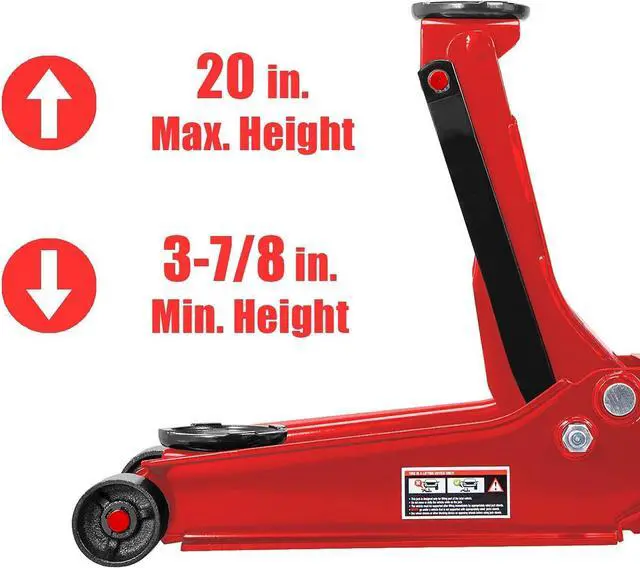 Alt view image 6 of 7 - RED AT84007R Torin Hydraulic Low Profile Service/Floor Jack with Dual Piston Quick Lift Pump, 4 Ton (8,000 lb) Capacity, Red
