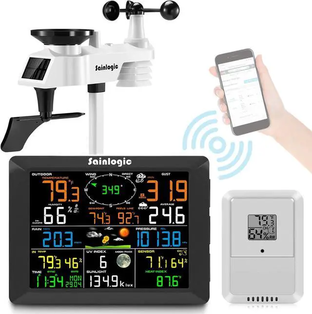 Main image of 8.3 Inch Color Display WLAN Weather Stations Wireless Indoor Outdoor with 7-in-1 Rain Gauge and Wind Speed Sensor, Internet Wireless Weather Station Remote Monitoring System