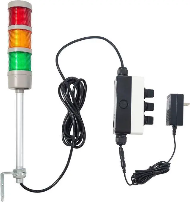 Alt view image 2 of 5 - 3 Stack Super Bright LED Andon Tower Lights, ON-Off-Flash,16 ft Extension Cord, 6 ft Industrial Adapter, Plug Play Ready