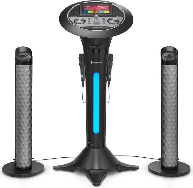 Main image of Singing Machine Portable WiFi Karaoke Machine for Adults, Black - Karaoke Pedestal with 7Touchscreen Display, Built-In Karaoke Speaker, Bluetooth & Recorder - Karaoke System with 2 Wired Microphones