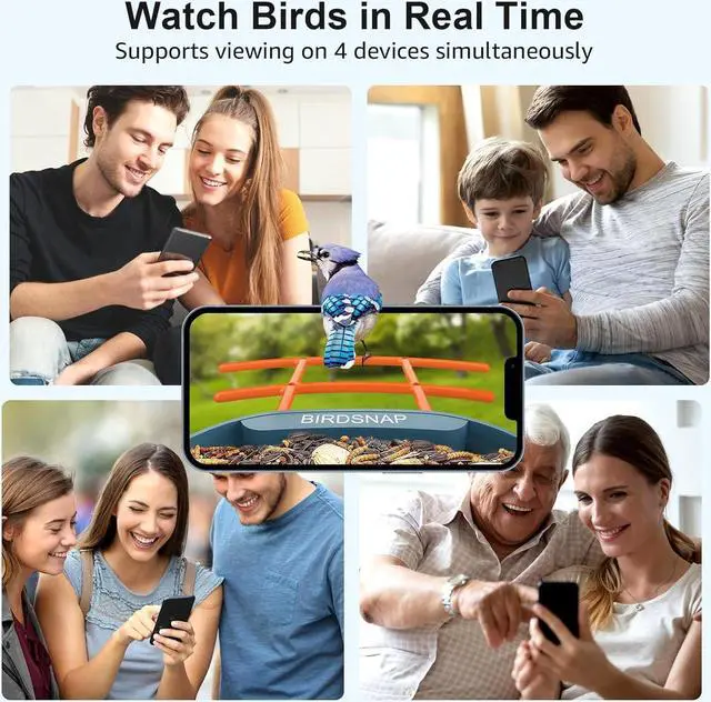 Alt view image 6 of 7 - PAV - Smart Bird Feeder with Camera, 5 DIY Add-ons & 64GB Card Record Bird Video Bird House for Outside, AI Identify Bird Auto Capture with Solar Panel, Ideal Gift for Bird Lover, Blue