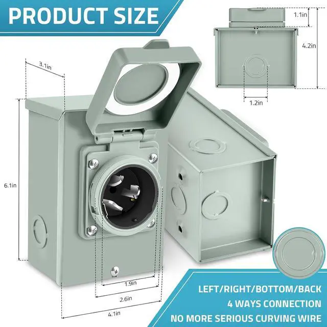 Alt view image 7 of 7 - Generator Cord 50 Amp 25FT & Power Inlet Box, NEMA 14-50P/SS2-50R Twist Lock Extension Cord with NEMA SS2-50P Generator Inlet, ETL Listed, Weatherproof, Emergency Power Combo Kit