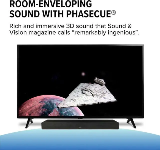 Alt view image 6 of 7 - Dialogue Clarifying Sound Bar with Patented Hearing Technology - Low-Profile, Twelve Levels of Voice Boost - Home Theater Audio TV Speakers Soundbar with AccuVoice - AV355 Black