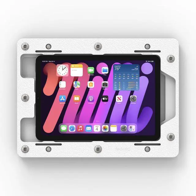 Alt view image 3 of 7 - White On-Wall Tablet Mount Compatible with iPad Mini (6th Gen)