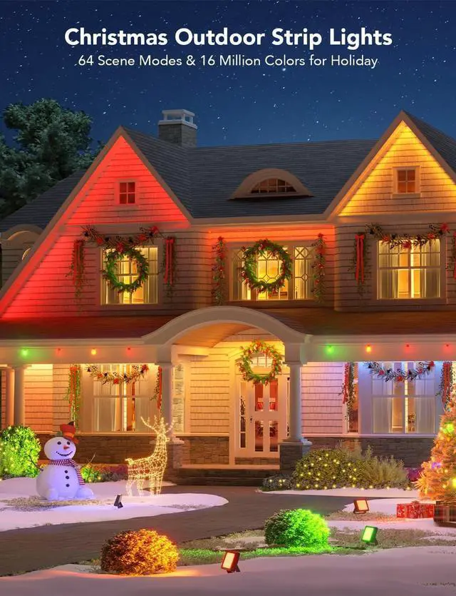 Alt view image 2 of 7 - Outdoor LED Strip Lights, 98.4ft Smart Outdoor Lights Work with Alexa and Google Assistant, App Control, IP65 Waterproof, RGBIC Outdoor Lights for Patio, Eave, Christmas Decorations
