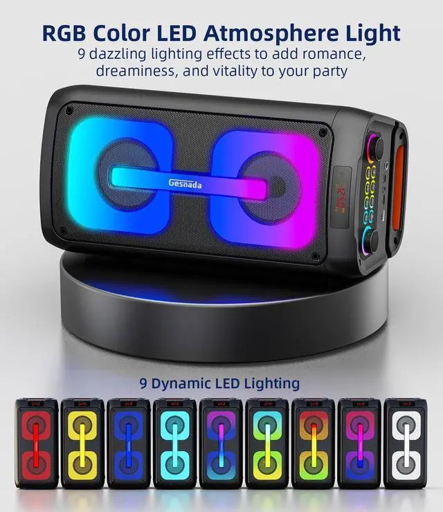 Alt view image 4 of 7 - Machine for Adults with 2 Wireless Microphones, Portable Bluetooth Speaker PA System with Dicso Lights for Big Pary, Stage Subwoofers, Outdoor, Ideal Gifts for Family, Music Lover