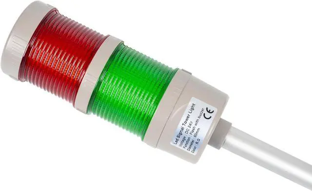 Alt view image 5 of 7 - 2 Stack Super Bright LED Andon Tower Lights with Buzzer, Off-ON or Flash,16 ft Extension Cord, 6 ft Industrial Adapter, Plug Play Ready