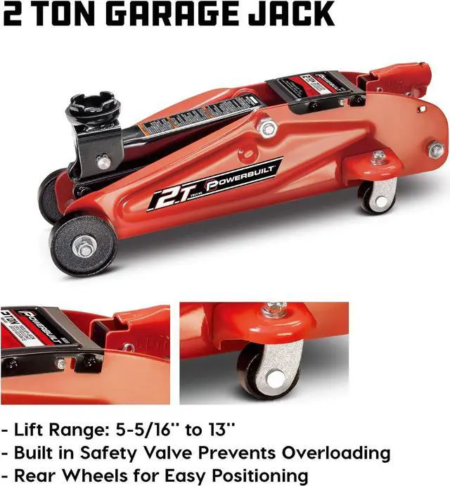 Alt view image 3 of 7 - 6 Piece Car Jack and Garage Creeper Service Set, 2 Ton Vehicle Lift, Jackstands, Folding Creeper, Wheel Chocks, Car Repair Garage Equipment - 640816, Large, Red