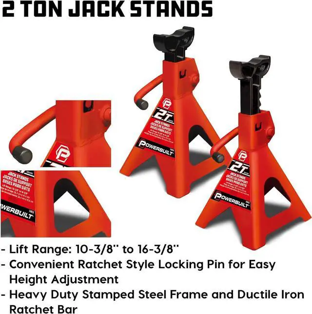 Alt view image 5 of 7 - 6 Piece Car Jack and Garage Creeper Service Set, 2 Ton Vehicle Lift, Jackstands, Folding Creeper, Wheel Chocks, Car Repair Garage Equipment - 640816, Large, Red