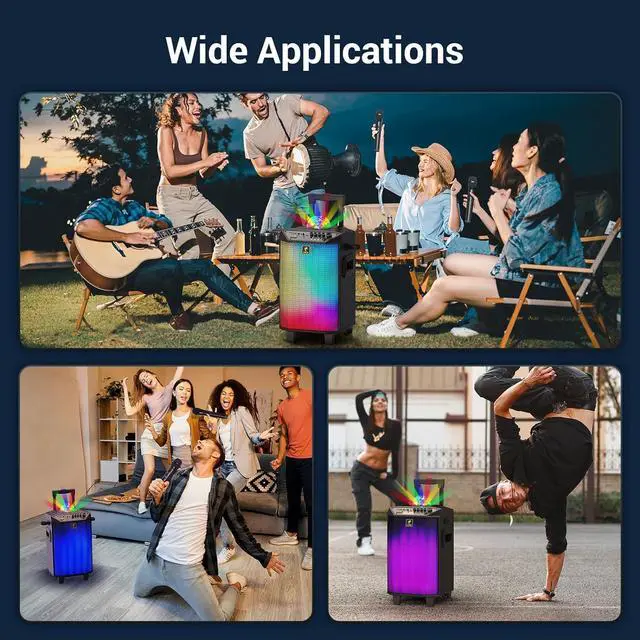 Alt view image 6 of 7 - Wireless Karaoke Machine for Adults, TONOR PA System Portable Bluetooth Singing Speaker with Dual Wireless Microphones Microfono, Disco Ball for Home Karaoke, Party, Class and Church K20