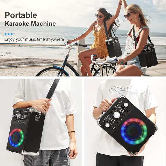 Alt view image 3 of 7 - Karaoke Machine with 3 Microphones for Adults and Kids,Portable Party Karaoke Speaker with DJ Lights, Bluetooth Speaker for Home Party, Gatherings,Monitor-Speaker-and-subwoofer-Parts