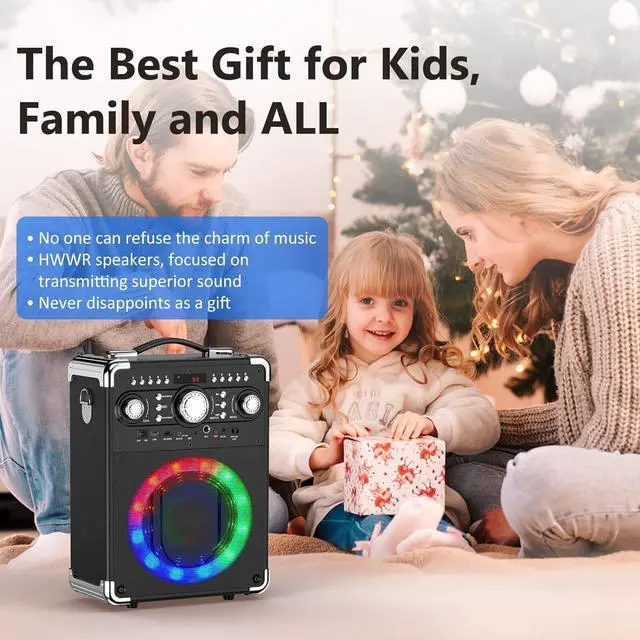 Alt view image 6 of 7 - Karaoke Machine with 3 Microphones for Adults and Kids,Portable Party Karaoke Speaker with DJ Lights, Bluetooth Speaker for Home Party, Gatherings,Monitor-Speaker-and-subwoofer-Parts