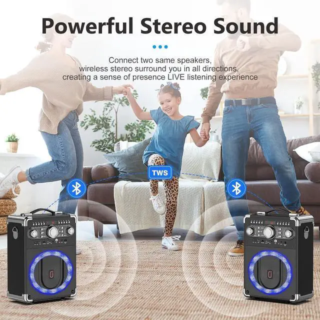 Alt view image 5 of 7 - Karaoke Machine with 3 Microphones for Adults and Kids,Portable Party Karaoke Speaker with DJ Lights, Bluetooth Speaker for Home Party, Gatherings,Monitor-Speaker-and-subwoofer-Parts