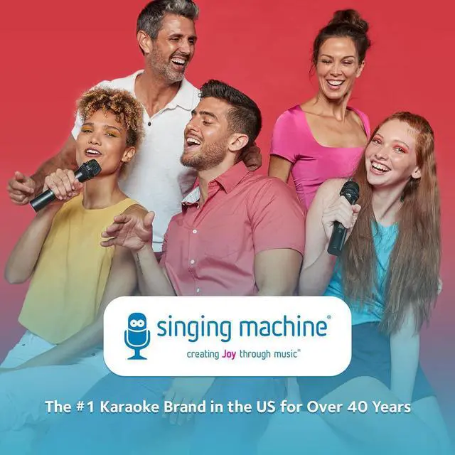 Alt view image 6 of 7 - Singing Machine Portable Karaoke Machine for Adults & Kids with 2 Wireless Microphones, Home Stage (White) - Built-in Karaoke Speaker, Bluetooth with LED Lights - Karaoke System with Voice Enhancer