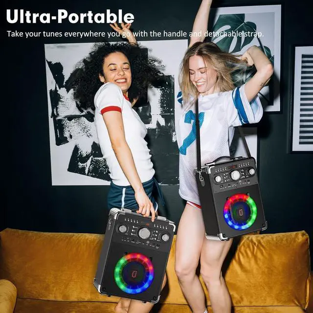 Alt view image 7 of 7 - Machine with 3 Wireless Microphones, Bluetooth Karaoke Speaker with 3 Mics for Adults/Kids, Portable PA System for Home Party with DJ Lights & Remote Contro, Support TWS/USB/TF Card/AUX/REC