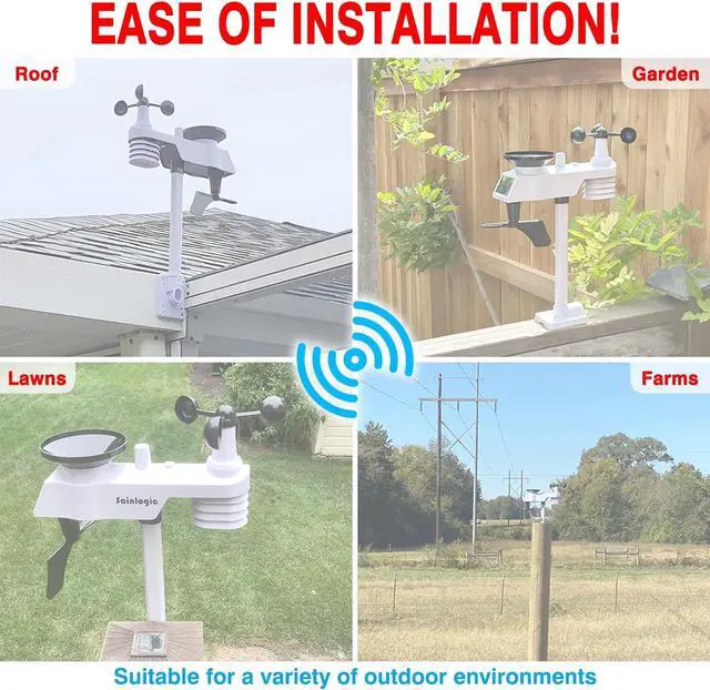 Alt view image 7 of 7 - WiFi Weather Station with 8.3 inch Large Display Wireless Weather Station, Indoor Outdoor Remote Monitoring System, Rain Gauge and Temperature Wind Gauge, Wunderground(White)