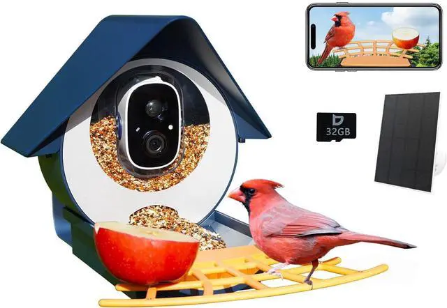 Main image of Smart Bird Feeder with Camera, AI Identify Bird Feeder Camera with Solar Pannel, Auto Capture Bird Full HD Videos & Instant Notification, Ideal Present for Bird Lovers
