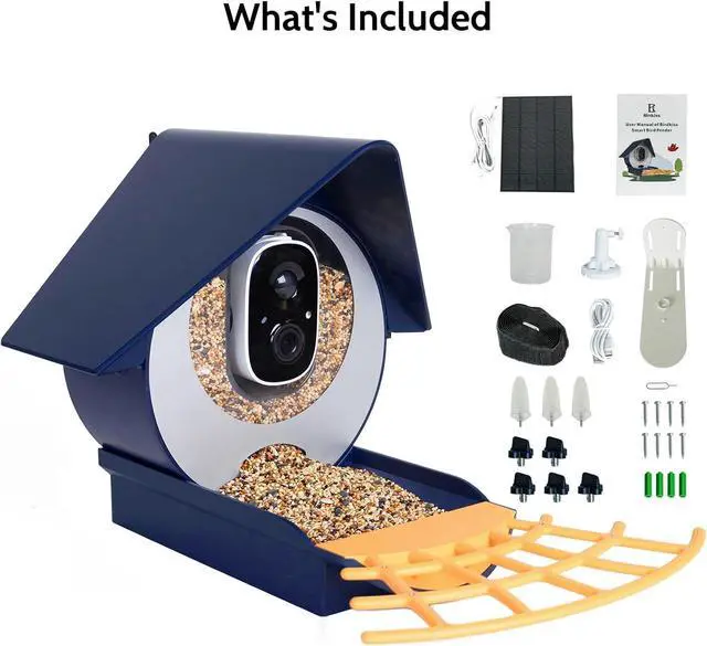 Alt view image 7 of 7 - Smart Bird Feeder with Camera, AI Identify Bird Feeder Camera with Solar Pannel, Auto Capture Bird Full HD Videos & Instant Notification, Ideal Present for Bird Lovers