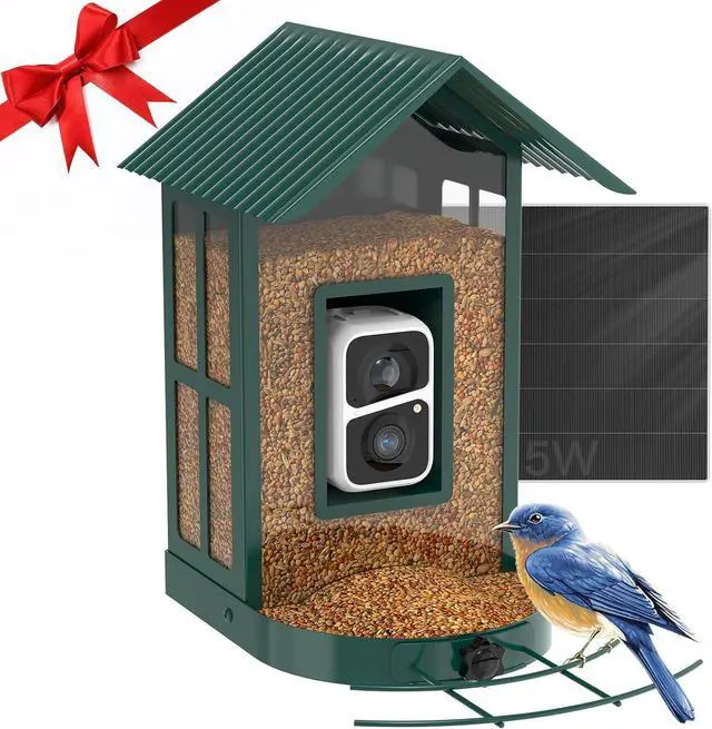 Main image of BF08- Metal Solar Bird Feeder Camera with AI Identify Bird Species, Wild Bird Watching Cam, Live View, Instant Notifications with 5W Solar Panel