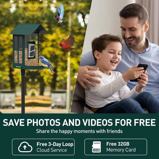 Alt view image 5 of 5 - BF08- Metal Solar Bird Feeder Camera with AI Identify Bird Species, Wild Bird Watching Cam, Live View, Instant Notifications with 5W Solar Panel