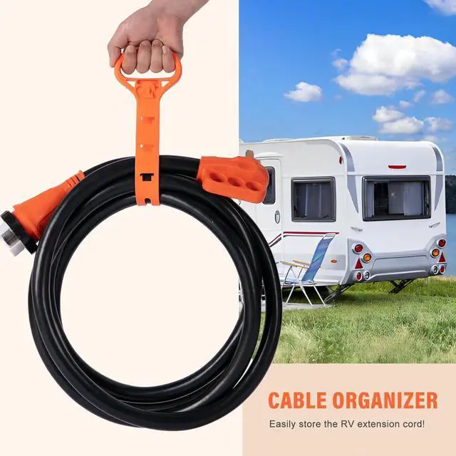 Alt view image 6 of 7 - 50 Amp 25FT RV Power Extension Cord with Cord Organizer, Heavy Duty NEMA 14-50P to SS 2-50R RV Twist Locking Adapter Plug for RV Camper and Generator to House,RV Gauge, ETL Listed