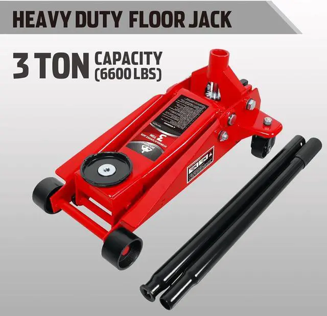 Alt view image 2 of 7 - Floor Jack 3 Ton Capacity Fast Lift Service Jack Steel Heavy Duty Hydraulic Car Jack