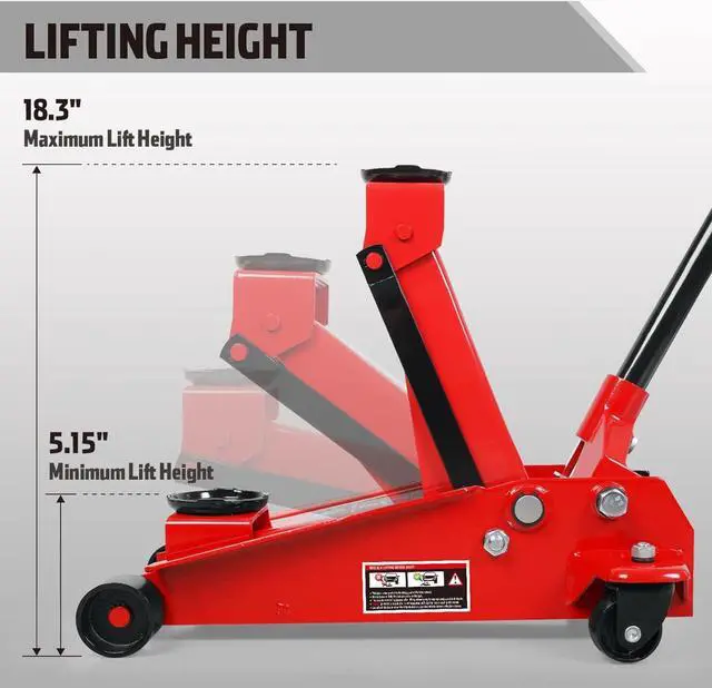 Alt view image 3 of 7 - Floor Jack 3 Ton Capacity Fast Lift Service Jack Steel Heavy Duty Hydraulic Car Jack