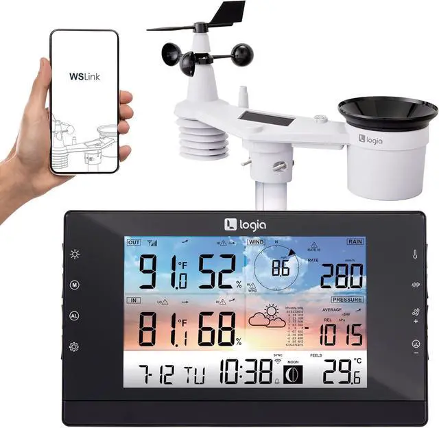 Main image of 15-in-1 Wi-Fi Wireless Weather Station with 5-in-1 Solar Sensor Array, Indoor/Outdoor Temperature, Humidity, Wind Speed/Direction, Rain & More, Wireless Console w/Forecast Data, Alerts