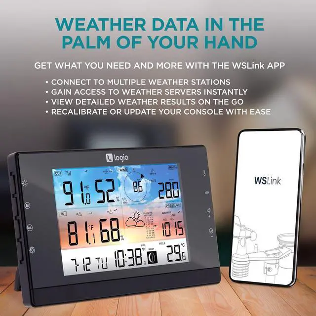 Alt view image 7 of 7 - 15-in-1 Wi-Fi Wireless Weather Station with 5-in-1 Solar Sensor Array, Indoor/Outdoor Temperature, Humidity, Wind Speed/Direction, Rain & More, Wireless Console w/Forecast Data, Alerts