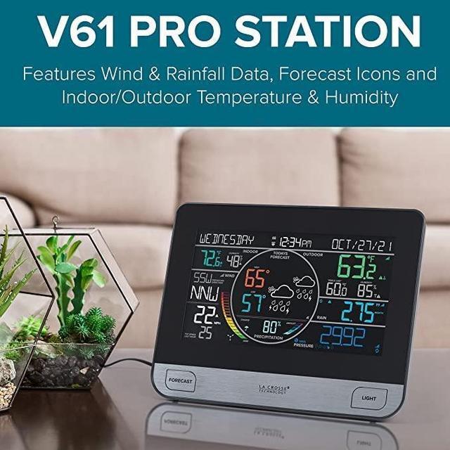 Alt view image 2 of 6 - Technology Complete Personal Remote Monitoring Wi-Fi Weather Station, Indoor/Outdoor, Temperature and Humidity, Rain Fall Data, Barometer, Black, V61